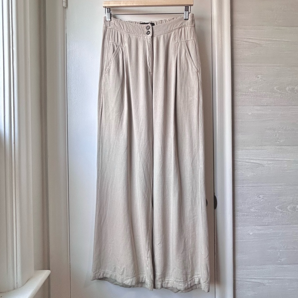 Indi & Cold Linen Blend Wide Leg Pant Greige